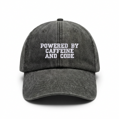 Vintage cap "POWERED BY CAFFEINE AND CODE"