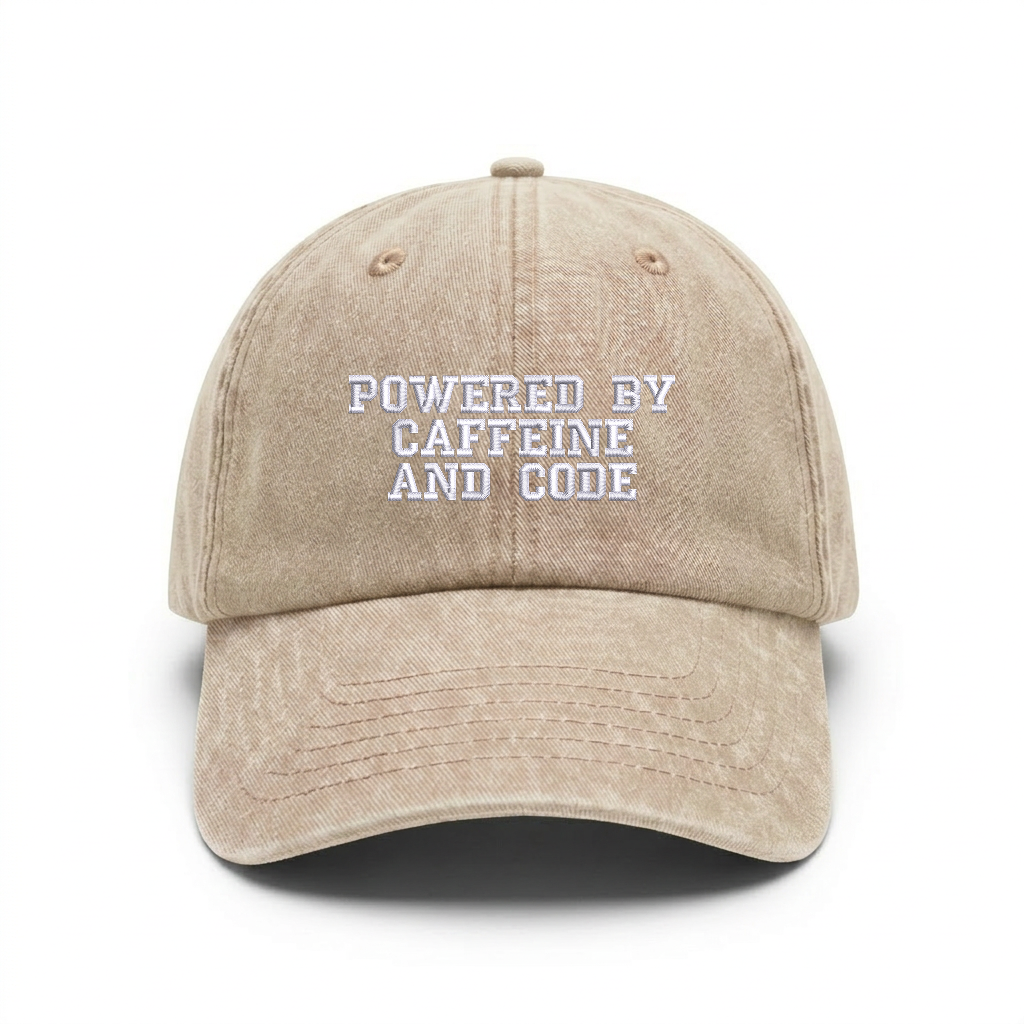 Vintage cap "POWERED BY CAFFEINE AND CODE"