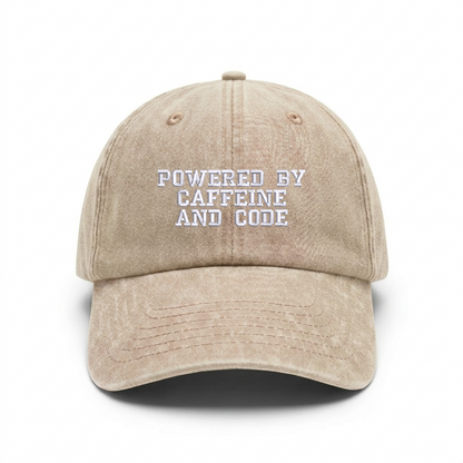 Vintage cap "POWERED BY CAFFEINE AND CODE"