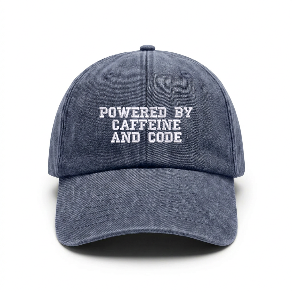 Vintage cap "POWERED BY CAFFEINE AND CODE"
