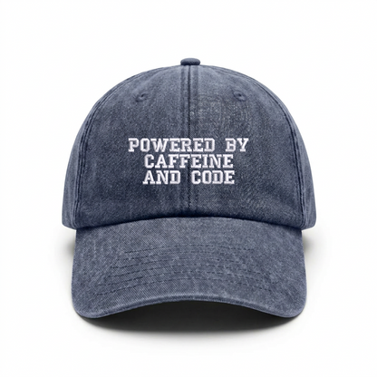 Vintage cap "POWERED BY CAFFEINE AND CODE"