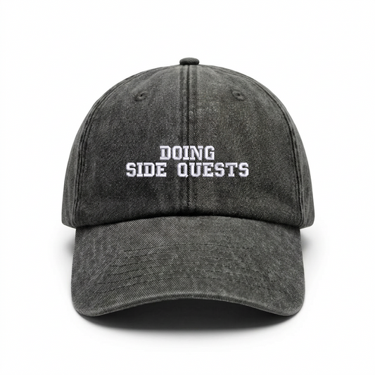Vintage cap DOING SIDE QUESTS – gamer humor cap SHOWLESS