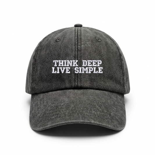 Vintage cap THINK DEEP LIVE SIMPLE – mindfulness slogan cap SHOWLESS
